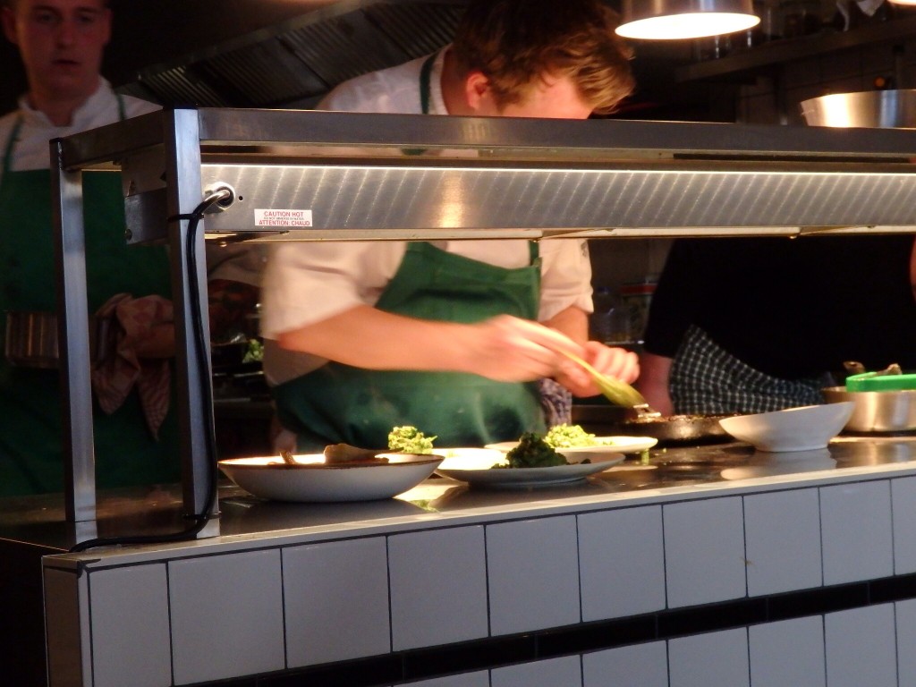 Chef Jim de Jong preparing the broccoli dish. 