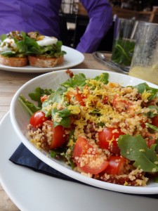 Couscous salad and avo on toast