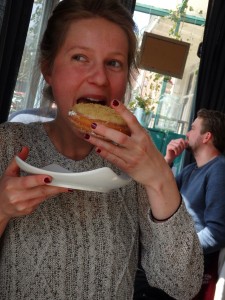 My lovely friend enjoying her first doughnut